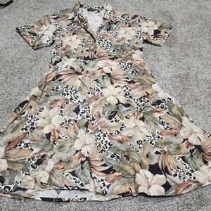 Worthington Multicolor Floral Midi Dress Vintage Size 9/10
